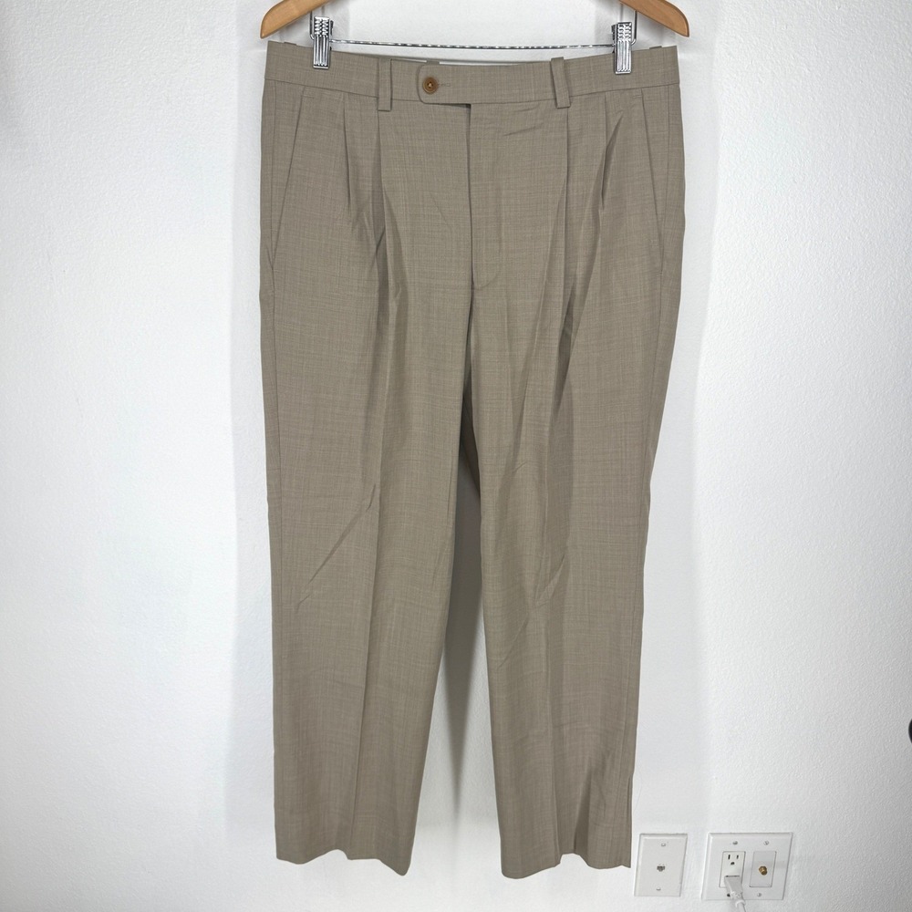 Aristo Eighteen Aberdeen Mens 33 New Wheat Wool Pleated Dress Pants Quiet Luxury